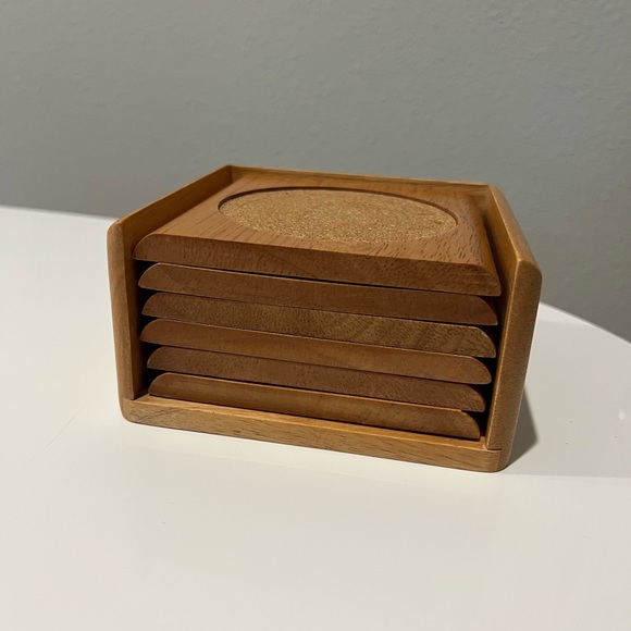 Bohoo Vintage wood coaster set 6 - Picture 4 of 10